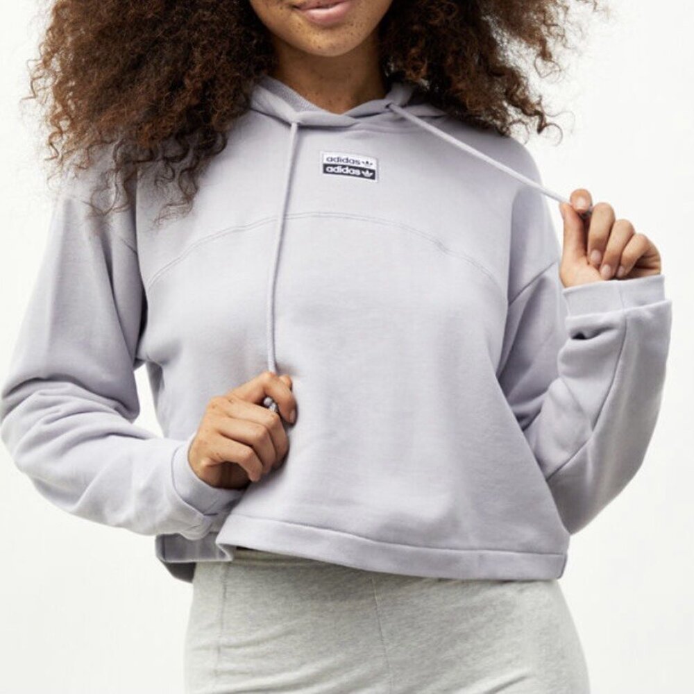 Adidas Women's Light Purple Cropped Hoodie